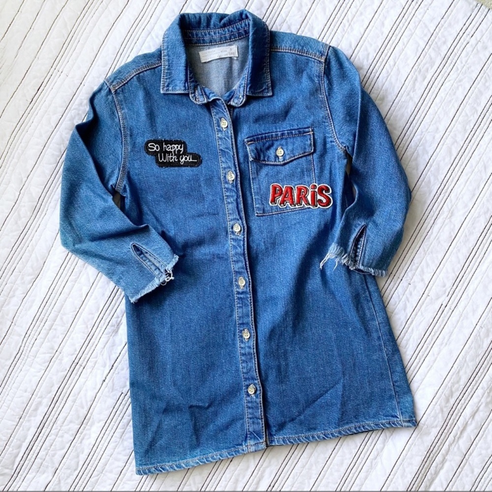 Zara Shirt Dress With Patches